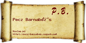 Pecz Barnabás névjegykártya
